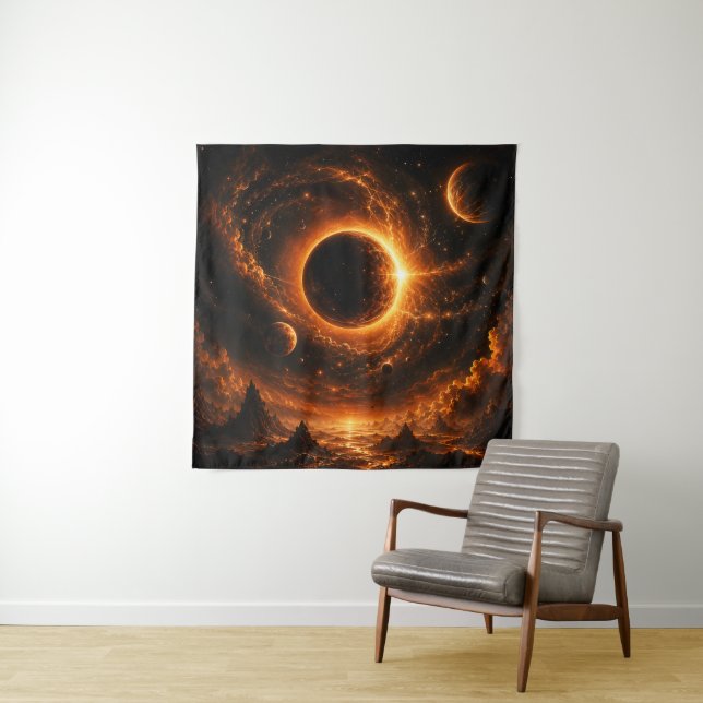 Tapiz Arte mural de eclipse espacial, impresión de plane (In situ)
