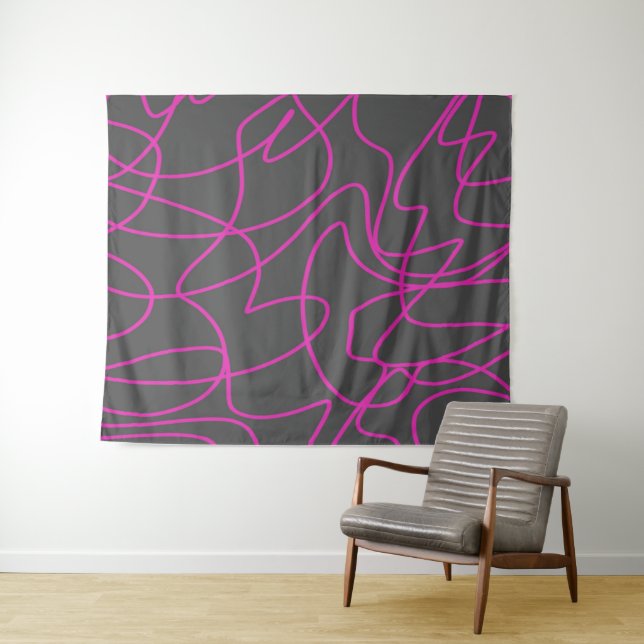 Tapiz Arte Neon Pink and Gray Line (In situ (horizontal))
