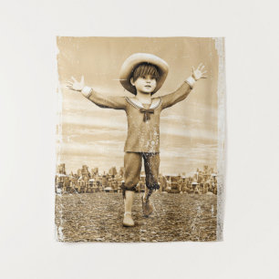 Tapiz Arte sepia nostálgico de marinero vintage