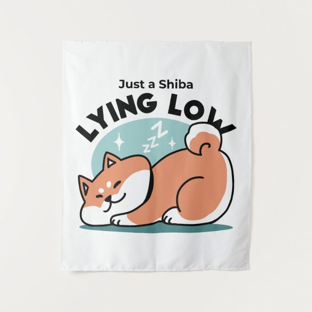 Tapiz Arte Shiba Inu relajado: Solo un Shiba bajo tierra (Anverso)