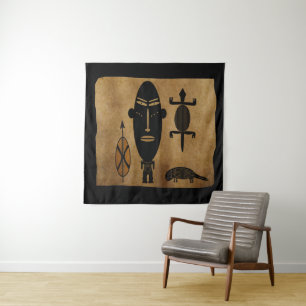Tapiz Arte tribal africano abstracto contemporáneo vinta