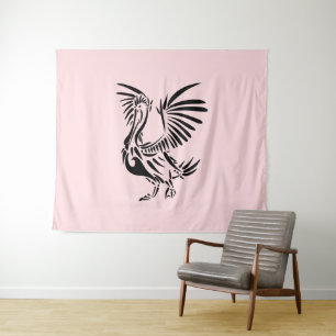 Tapiz Arte Tribal de Pelícano sobre Rosa