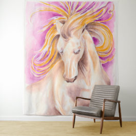 Tapiz Arte violeta púrpura de la acuarela del caballo