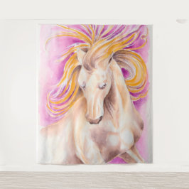 Tapiz Arte violeta púrpura de la acuarela del caballo
