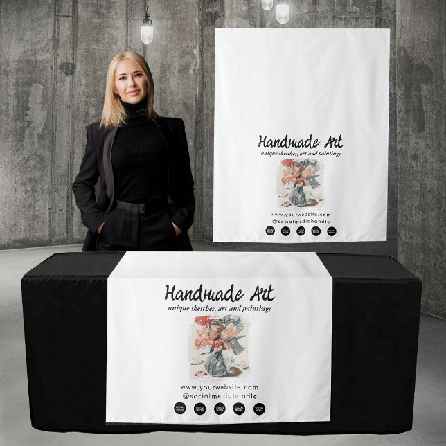 Tapiz Artist Pop Up Shop Table Runner Sign Photo Vendor (Artist Pop Up Shop Table Runner Sign Photo Vendor Tapestry)