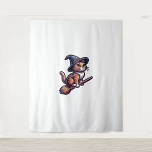 Tapiz Asistente para gatos Halloween Bruja Mystical Cat 