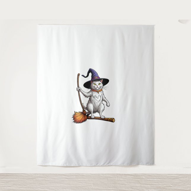 Tapiz Asistente para gatos Halloween Bruja Mystical Cat  (Anverso)