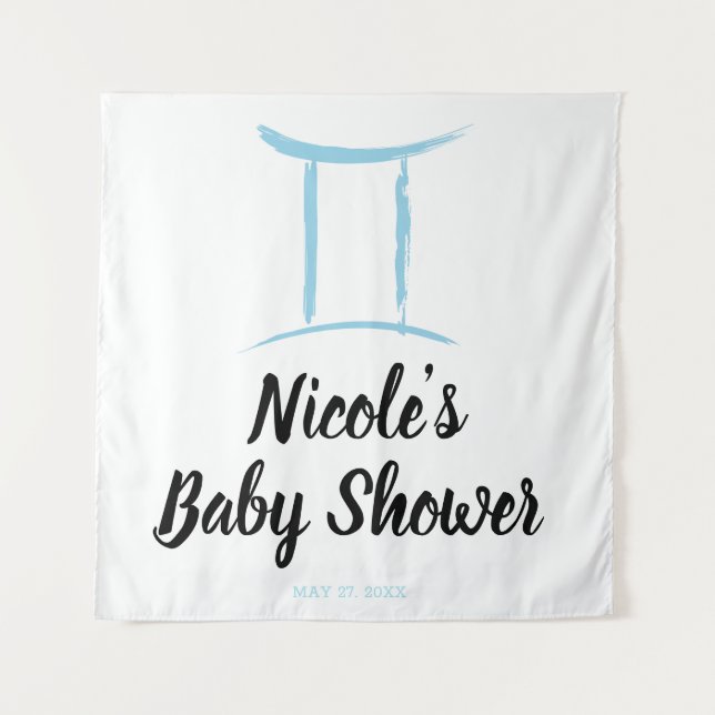 Tapiz Astrología azul de Gemini Fiesta de Rótulo Zodiac  (Anverso)