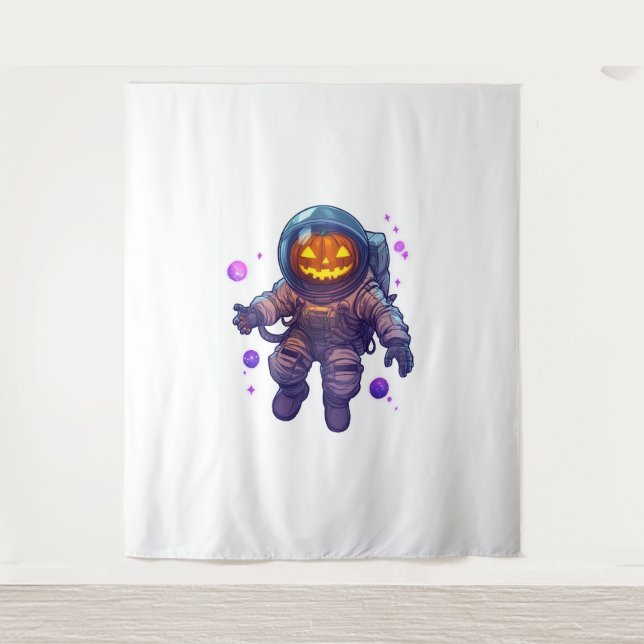 Tapiz Astronauta de Jack-o'-Lantern (Anverso)