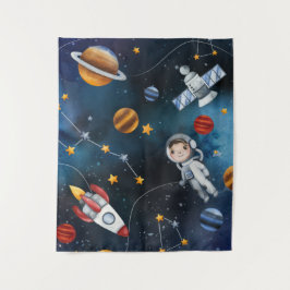 Tapiz Astronauta lindo en sala de niños en el espacio ul