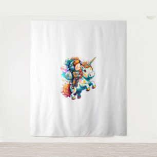Tapiz Astronauta montando una tibia y colorida unicornio