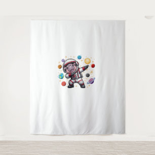 Tapiz Astronauta Moo Deng Dabbing En La Galaxia Cosmica 