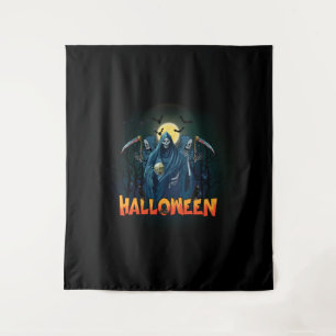 Tapiz Asustada Noche de Skeleton Halloween, mi estado de