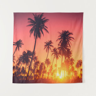 Tapiz Atardecer de árboles tropicales