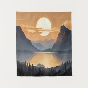 Tapiz Atardecer Dorado sobre el majestuoso paisaje monta