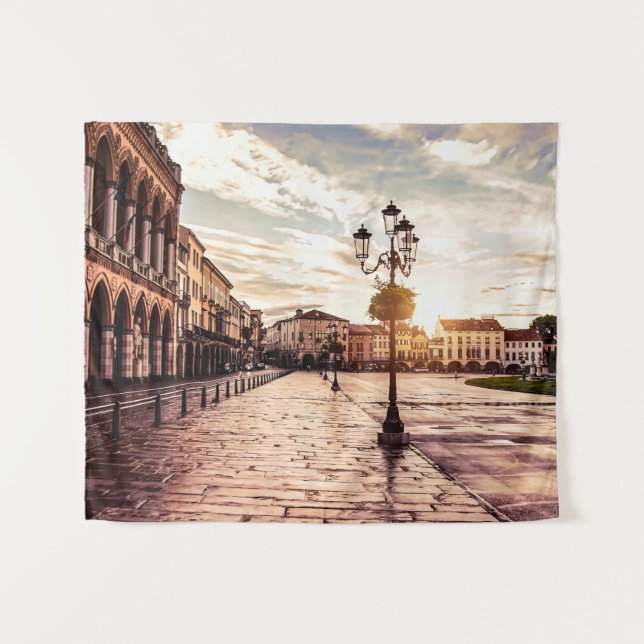 Tapiz Atardecer en la plaza de Padova en Italia (Anverso (horizontal))