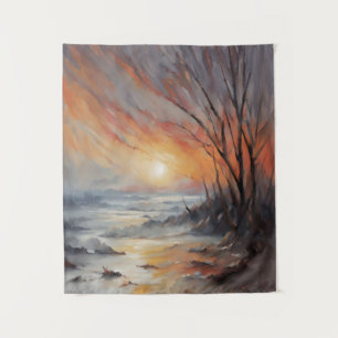 Tapiz Atardecer Sereno de Invierno - Arte de Paisaje Nat