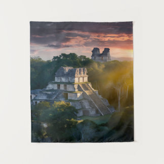 Tapiz Atardecer sobre las ruinas antiguas en la jungla