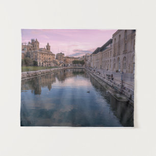 Tapiz Atardecer sobre un pequeño canal en Cospicua, Malt