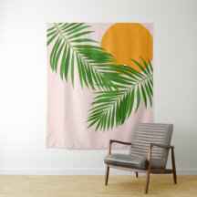 Atardecer Tropical Retro Hojas de Palma Minimalist