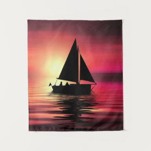 Tapiz Atardecer, velero en el mar-39186