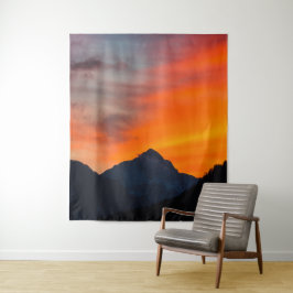 Tapiz Atardecer vibrante impresionante detrás de la mont