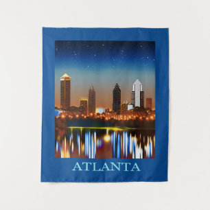 Tapiz Atlanta Skyline por noche con reflexiones