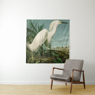 Tapiz Audubon Snowy Heron White Egret Bird Birding