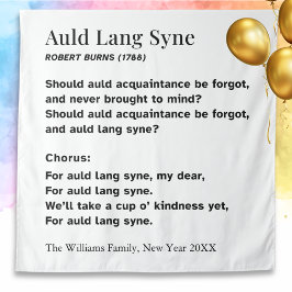 Tapiz Auld Lang Syne Words for New Year - Personalized