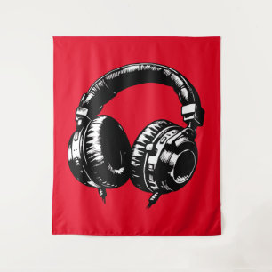 Tapiz Auriculares de Música Negra Baile Fiesta DJ Señal