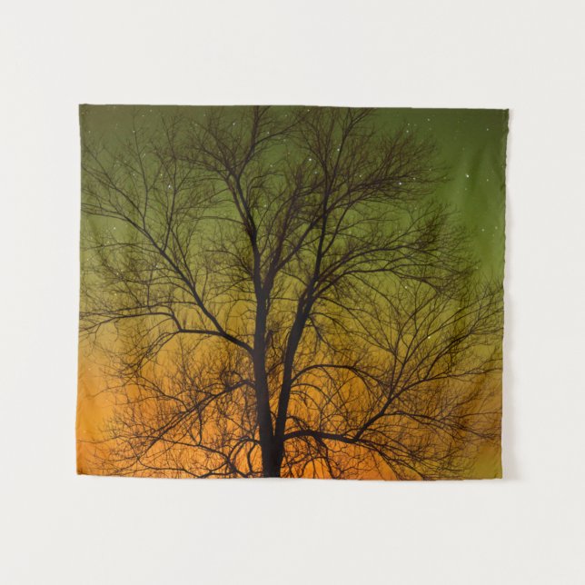 Tapiz Aurora boreal y árbol de algodón (Anverso (horizontal))