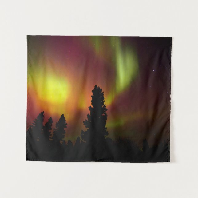 Tapiz Aurora boreal y árboles (Anverso (horizontal))