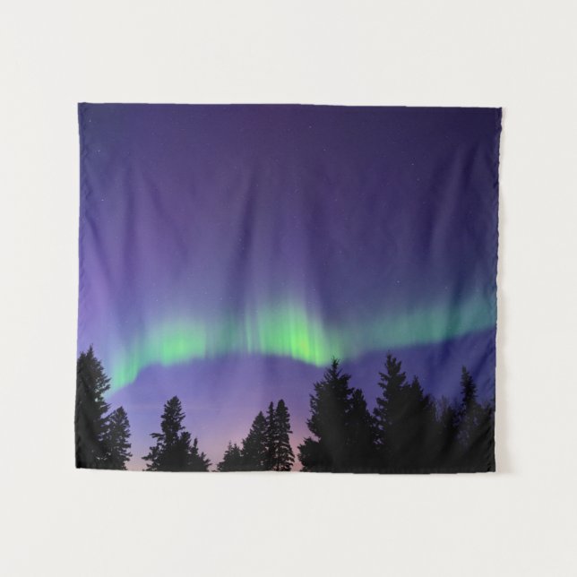 Tapiz Aurora Borealis & Trees | Manitoba, Canadá (Anverso (horizontal))