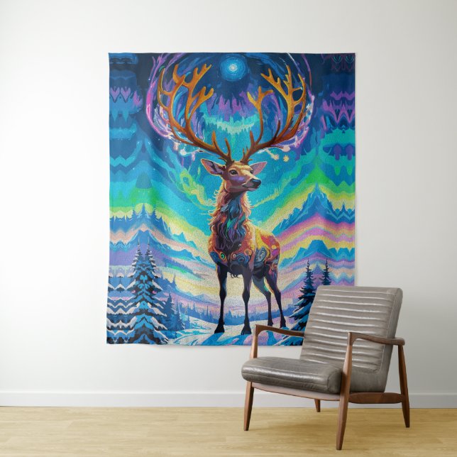 Tapiz Aurora Stag: Magia en la noche (In situ)