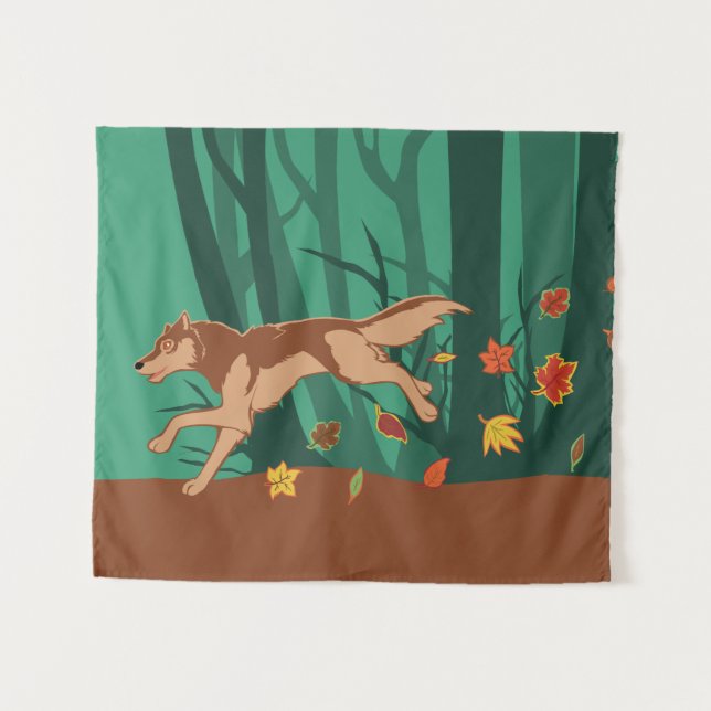 Tapiz Autumn Wolf (Anverso (horizontal))