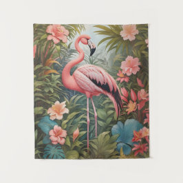 Tapiz Ave grandiosa rosa tropical Flamingo