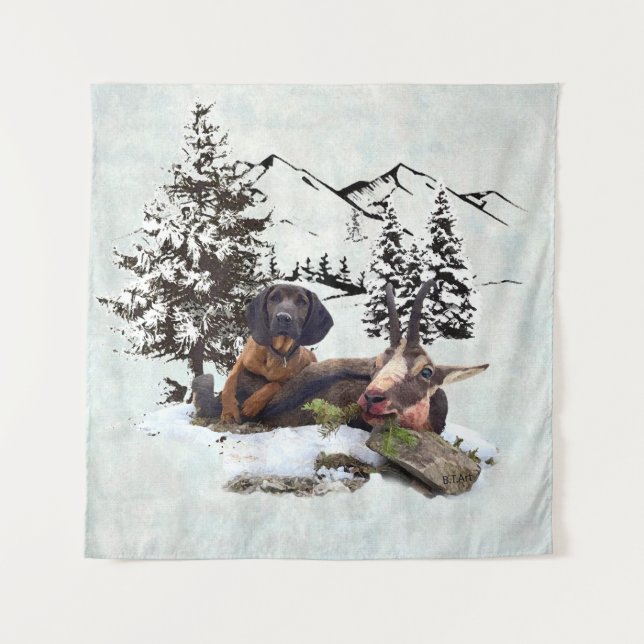 Tapiz Aventura de caza de cabras de montaña (Anverso)