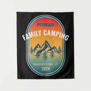 Tapiz Aventura de puesta de sol vintage de camping famil