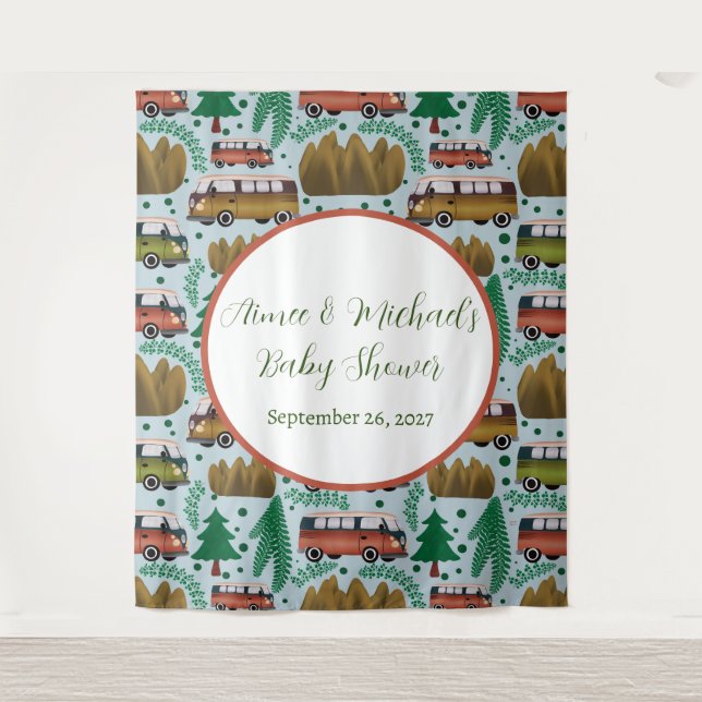 Tapiz Aventura: La ducha Camper Baby Boy (Anverso)