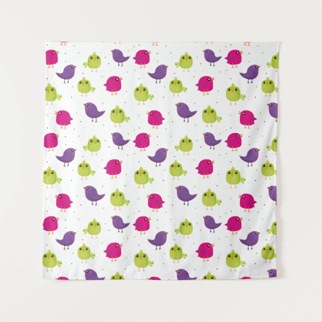 Tapiz Aves alegres y coloridas (Anverso)