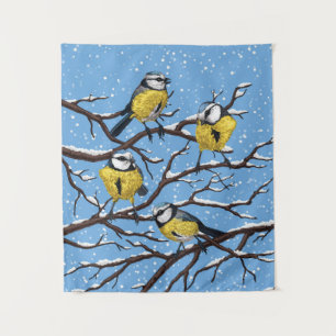 Tapiz Aves azules en invierno