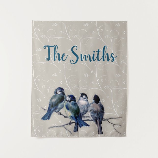 Tapiz Aves azules en una rama (Anverso)