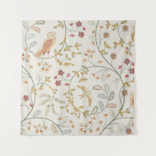Tapiz Aves de cosecha virgen en folios con flores sin so