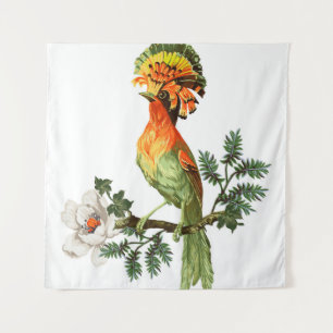 Tapiz Aves paraísas: fondo floral exótico