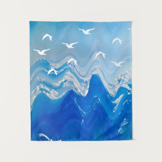 Tapiz Aves sobre las olas del mar (Anverso)
