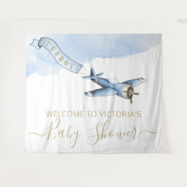 Tapiz Avión de Vintage Baby Shower Backdrop XL