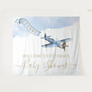Tapiz Avión de Vintage Baby Shower Backdrop XL