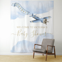 Tapiz Avión de Vintage Baby Shower Backdrop XL