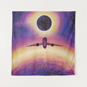 Tapiz Avión en ciudad de vuelo y eclipse