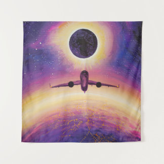 Tapiz Avión en ciudad de vuelo y eclipse
